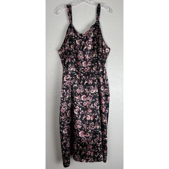 Lane Bryant Cacique Nightie Robe Set Floral Scalloped Edge 18/20 Black Pink 1815 - Picture 3 of 8